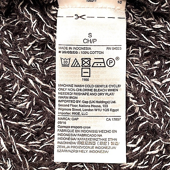 Gap Black White Marled Stitch Long Sleeves Split Hem Knit Casual Sweater Size S - Picture 10 of 11